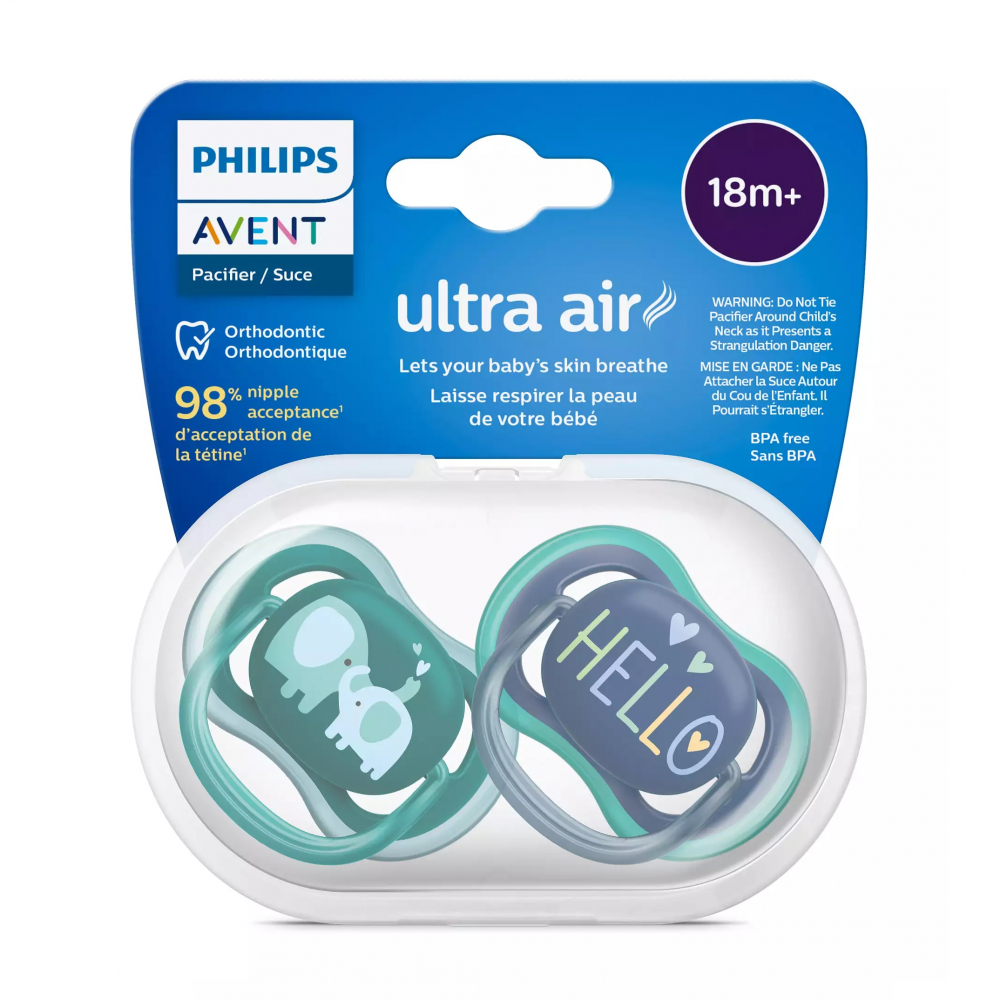 Suzete Ultra Air Philips Avent, +18 luni, 2 bucati Verde si Albastru cu Desen, SCF349/18, Philips [3]