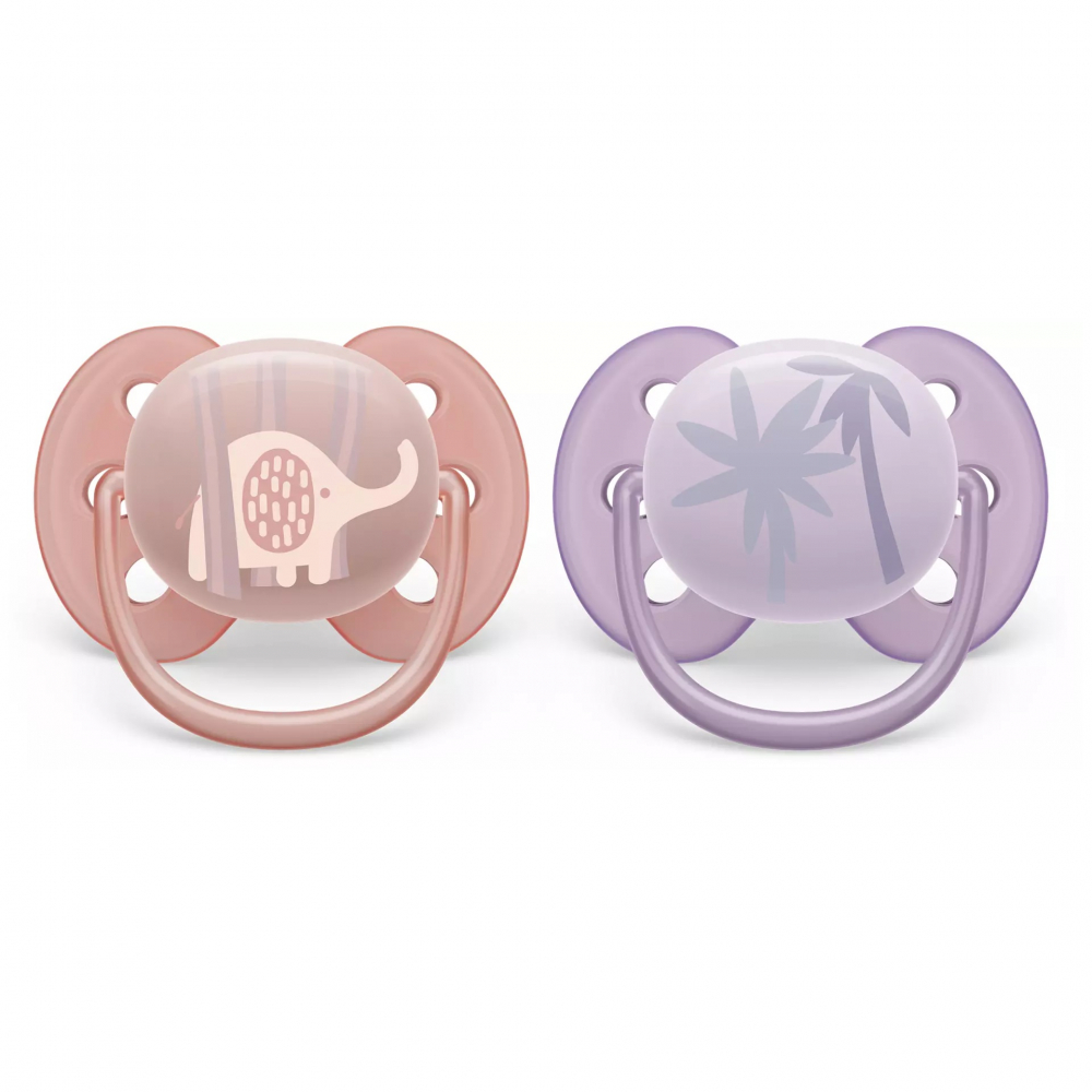 Suzete Ultra Soft Philips Avent, 0-6 luni, 2 bucati, Roz si Mov cu Desen, SCF091/09, Philips [3]