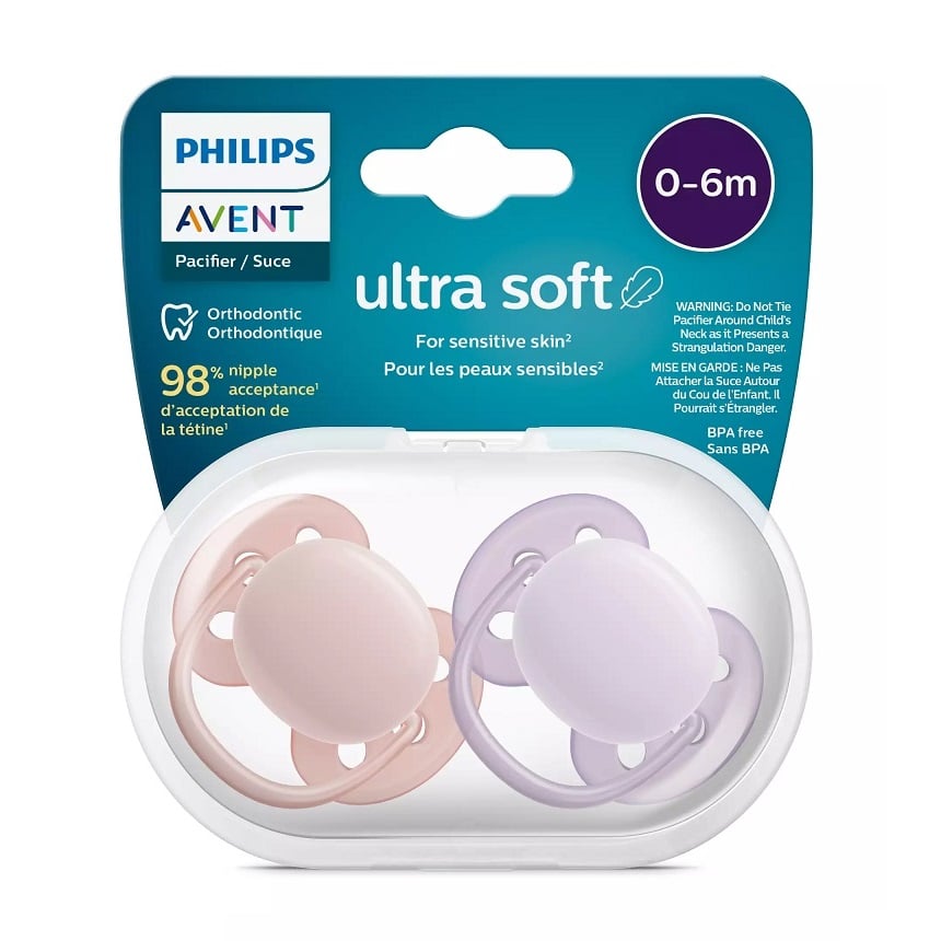 Suzete Ultra Soft Philips Avent, 0-6 luni, 2 bucati, Roz si Mov, SCF091/31, Philips [3]