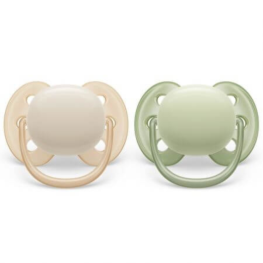 Suzete Ultra Soft Philips Avent, 0-6 luni, 2 bucati, Verde si Galben, SCF091/05, Philips [2]