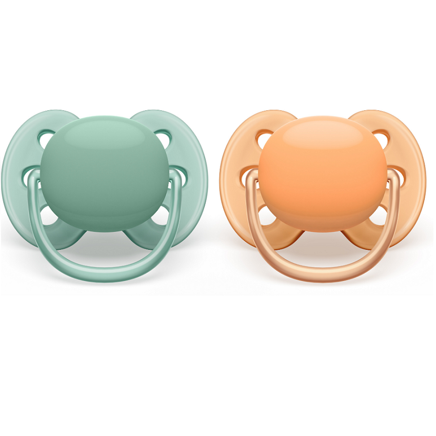 Suzete Ultra Soft Philips Avent, 0-6 luni, 2 bucati, Verde si Portocaliu, SCF091/03,  Philips [2]