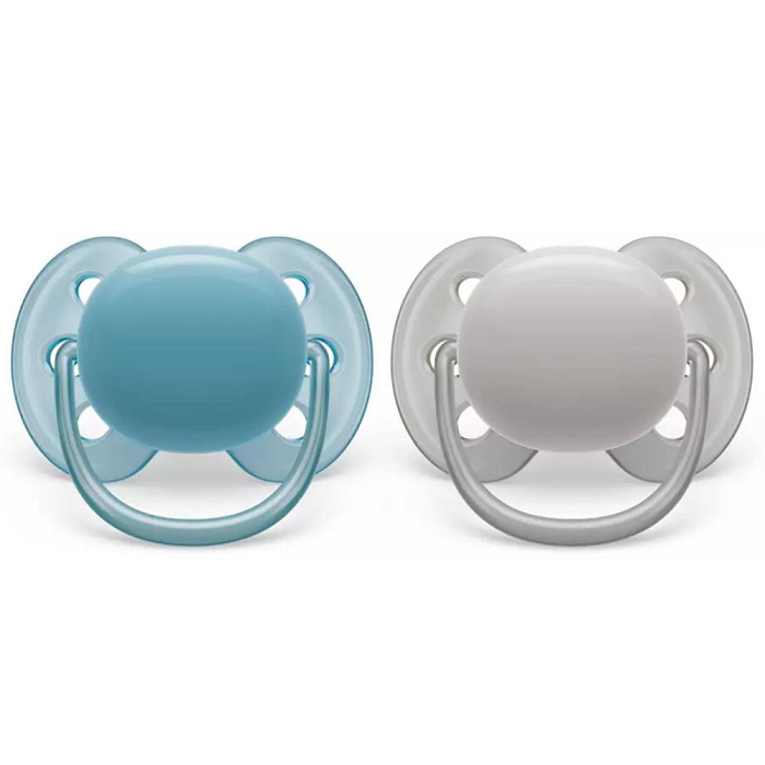 Suzete Ultra Soft Philips Avent, 6-18 luni, 2 bucati, Bleu si Gri, SCF091/17, Philips [3]