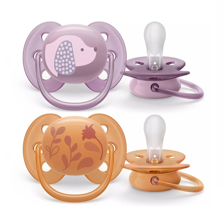 Suzete Ultra Soft Philips Avent, 6-18 luni, 2 bucati, Roz/Portocaliu cu Desen, SCF091/18, Philips [1]