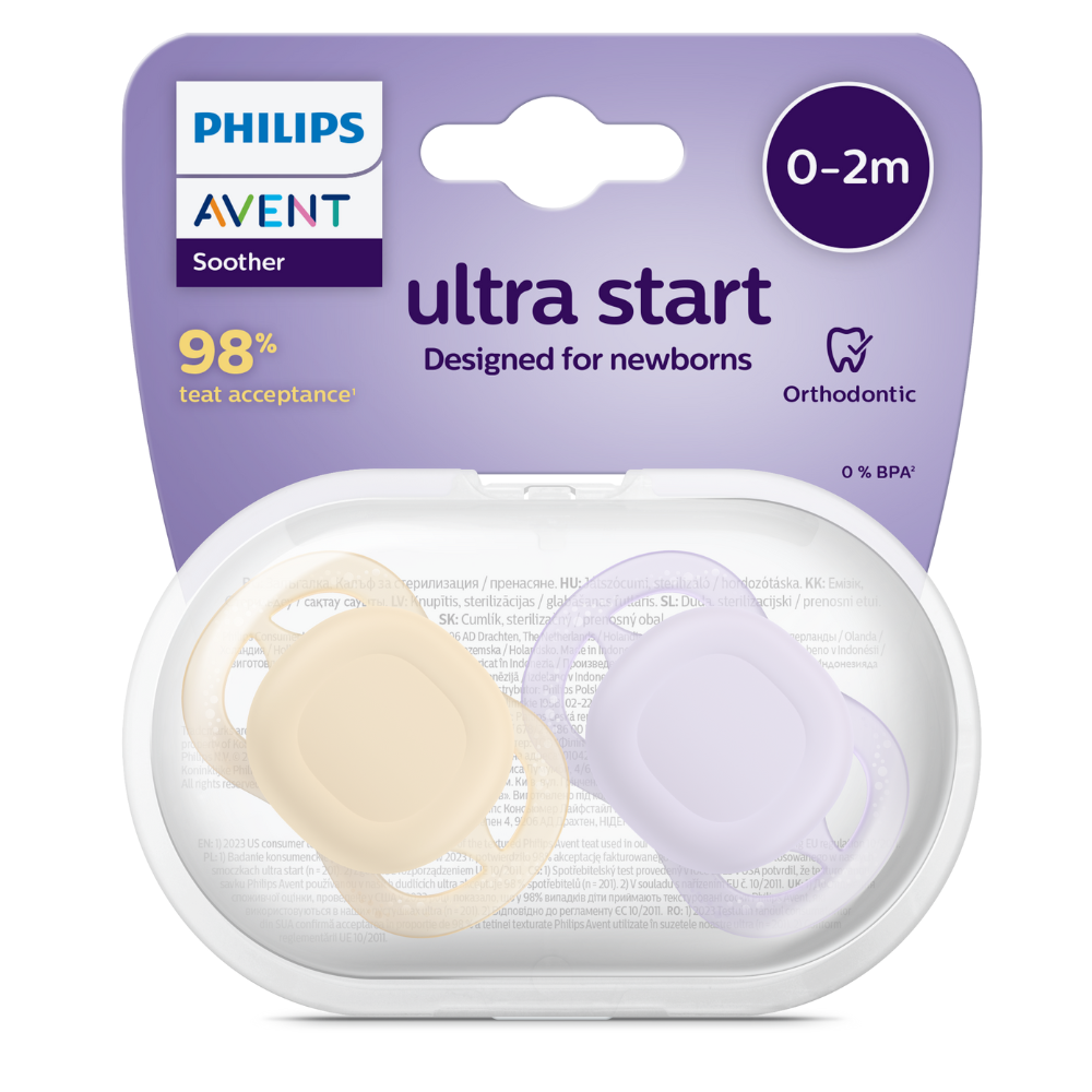 Suzete Ultra Strat Philips Avent, 0-2 luni, 2 bucati, Mov/Portocaliu, SCF075/01, Philips [2]