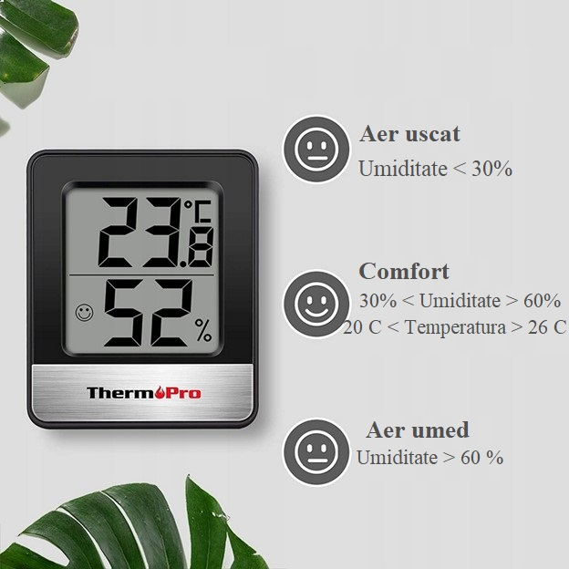Termometru si higrometru de camera ThermoPro TP-49, Negru [2]