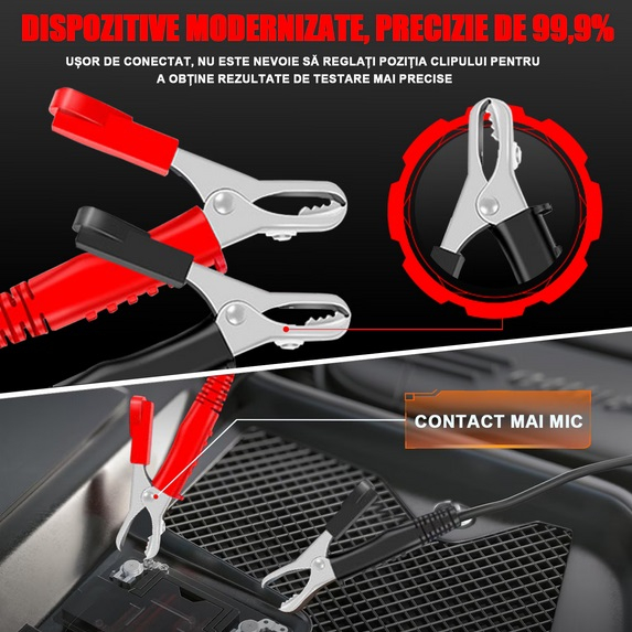 Tester diagnoza baterie auto, SDLOGAL, 12V/24V, Afisaj digital, Compatibil cu motociclete, autoturisme, camioane, utilitare, Negru/Rosu [4]