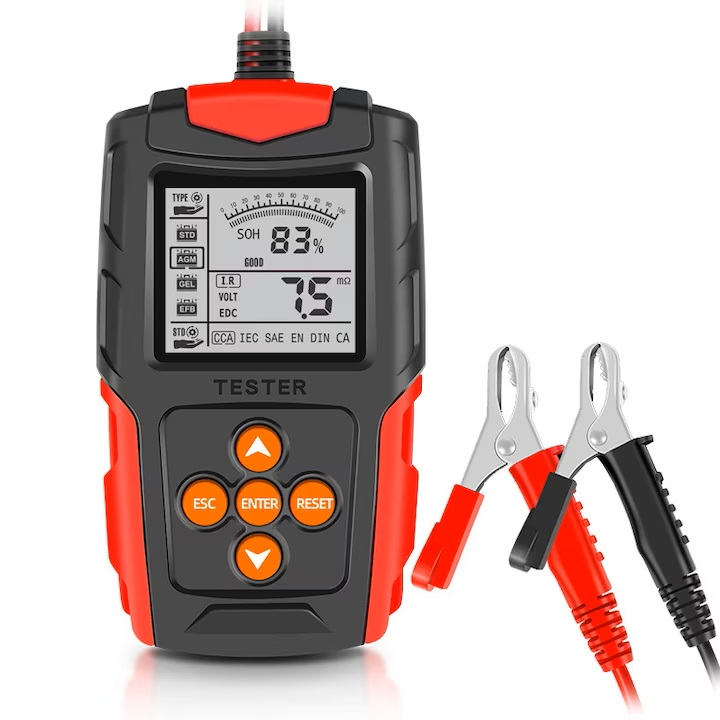 Tester diagnoza baterie auto, SDLOGAL, 12V/24V, Afisaj digital, Compatibil cu motociclete, autoturisme, camioane, utilitare, Negru/Rosu [1]