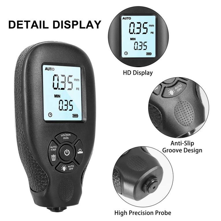 Tester profesional masurare strat vopsea echipamente auto, ABS, Ecran LCD, Negru- Tester Vopsea Auto [3]