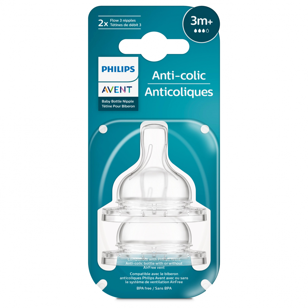 Tetina anti-colici Philips Avent, 3 luni+, debit 3, 2 bucati, SCY763/02, Philips [3]