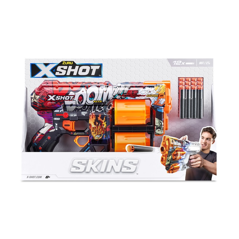 X-SHOT Blaster Skins Dread, arma de jucarie, 12 proiectile [1]