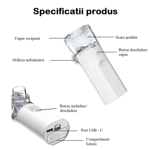 Aparat aerosoli portabil, 2 moduri de pulverizare, pentru copii si adulti [9]