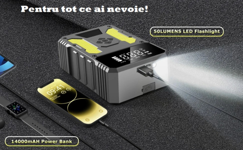 Starter auto, aparat portabil pentru pornire auto 2000A cu Compresor 150 PSI si baterie externa 14000 mAh – dispozitiv multifunctional 4 in 1 [4]