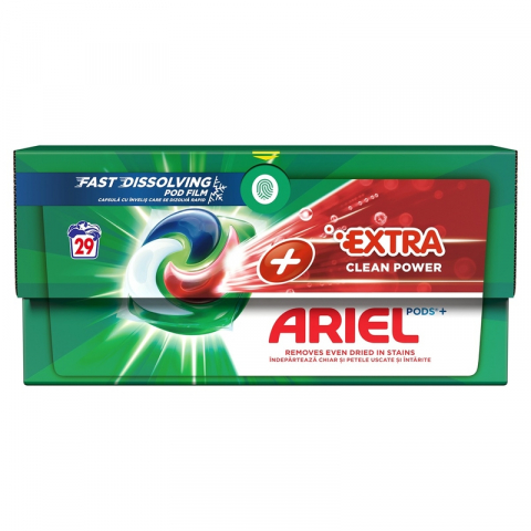 Detergenti - ARIEL All in One Pods + Extra Clean Power, detergent automat de rufe, capsule, 29 buc