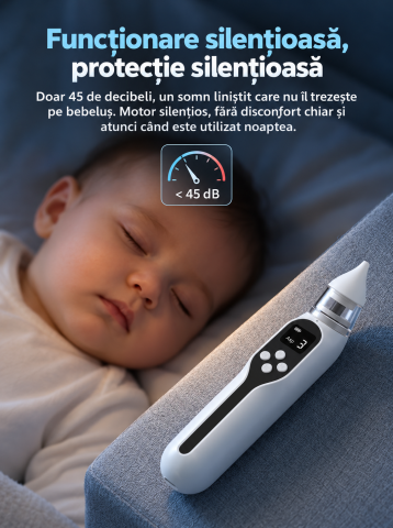 Aspirator Nazal Electric pentru Bebelusi Zenva, Reincarcabil USB, cu 2 Capete din Silicon, Aspirare Reglabila [6]