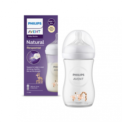 Biberoane - Biberon Natural Response, +1 luna, 260 ml, Girafe, SCY903/66, Philips Avent