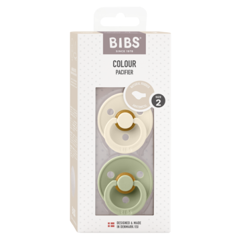 BIBS - Set 2 suzete Colour Latex, tetina anatomica, 6 luni +-Ivory/Sage [1]