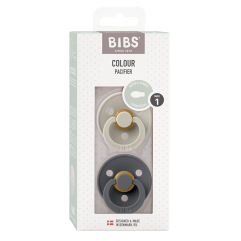 BIBS - Set 2 suzete Colour Latex, tetina simetrica, 0 luni +-Sand/Iron [2]