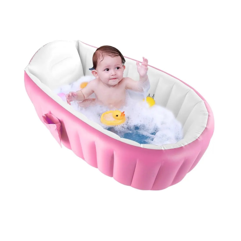 Mama si Copilul - Cadita Gonflabila pentru Bebelusi - Portabila, Sigura si Ultra Confortabila, Roz