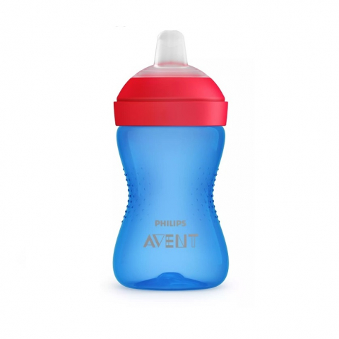 Cani si Pahare - Cana cu tetina de formare moale, +9 luni, 300 ml, Albastru, SCF802/01, Philips Avent
