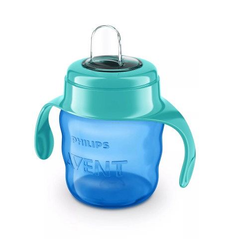 Cani si Pahare - Cana cu tetina de formare si manere, 200 ml, SCF551/05, Albastru, Philips Avent