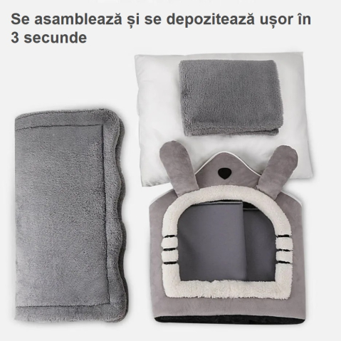 Casuta-culcus din plus pentru caini si pisici - Marimea M (40 × 35 × 38 cm), Gri [3]