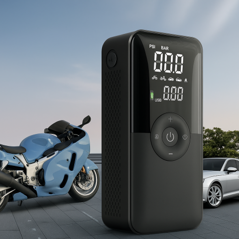 Compresor Auto Portabil multifunctional 150 PSI - Cu Baterie 5200 mAh, Iluminare LED și Ecran Digital [1]