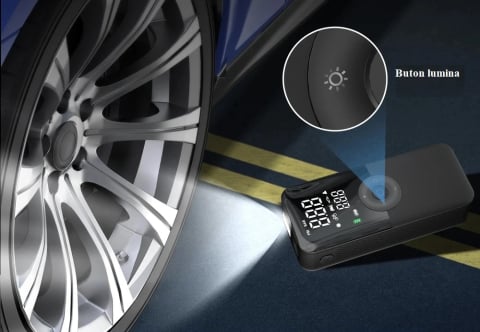 Compresor Auto Portabil multifunctional 150 PSI - Cu Baterie 5200 mAh, Iluminare LED și Ecran Digital [5]