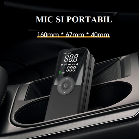 Compresor Auto Portabil multifunctional 150 PSI - Cu Baterie 5200 mAh, Iluminare LED și Ecran Digital [2]