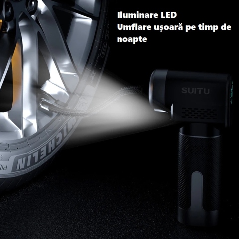 Compresor auto cu baterie portabil tip pistol 150 PSI – Pompa de aer digitala multifunctionala [4]
