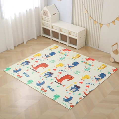 Covor Joaca copii pliabil, Dinozauri cu 2 fete, 180x200cm, Zenva [1]