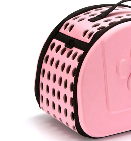 Cusca pliabila pentru pisici si caini de talie mica - portabila, aerisita si usor de transportat, Roz [3]