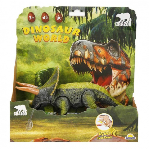 Figurine - Figurina dinozaur cu sunet si lumina, Crazoo, Triceratops