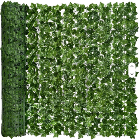 Gard decorativ viu artificial, frunze iedera – 1,5m x 3m, paravan, rezistent UV, Verde [9]