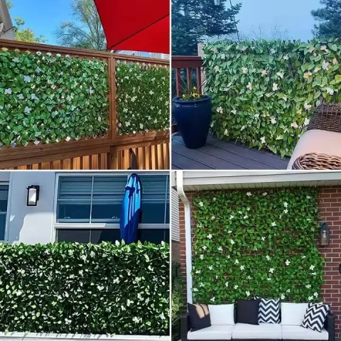 Gard decorativ viu artificial, frunze iedera – 1,5m x 3m, paravan, rezistent UV, Verde [2]