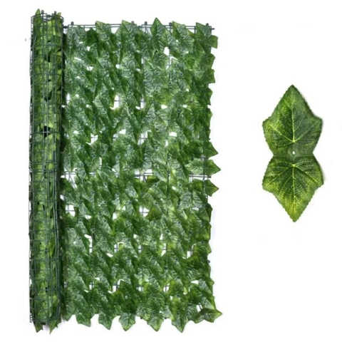 Gard decorativ viu artificial, frunze iedera – 1,5m x 3m, paravan, rezistent UV, Verde [10]