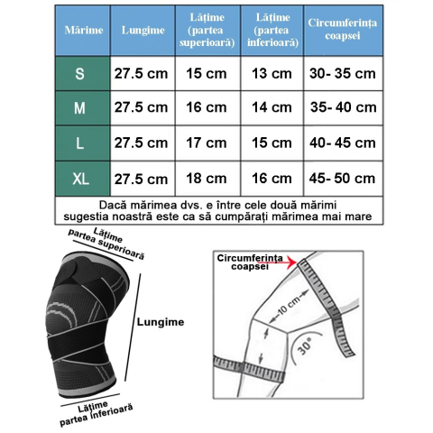 Genunchiera Elastica Profesionala, Orteza cu Compresie, Țesatura Respirabila – Gri M [3]