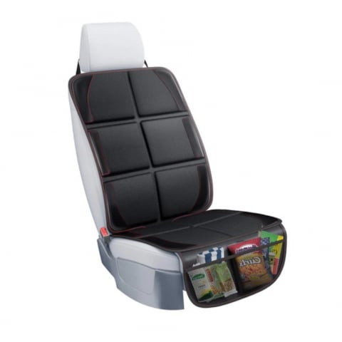 Accesorii pentru Scaune Auto - Husa de protectie scaun auto copii, universala, anti-alunecare, impermeabila, cu buzunare, neagra, protectie bancheta masina