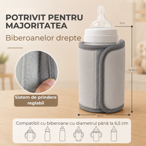 Incalzitor portabil pentru lapte Zenva– USB, pentru calatorii, reglabil, alb [4]