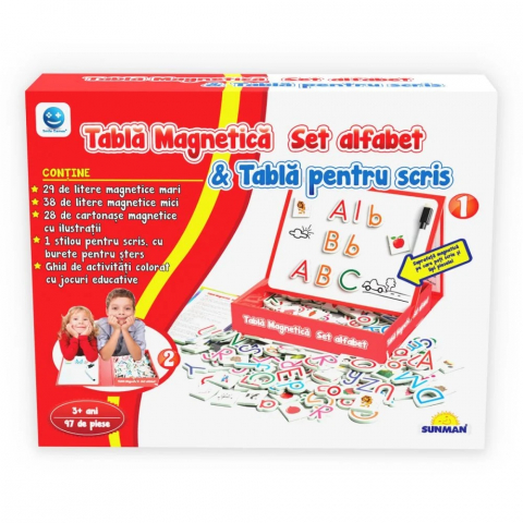 Jocuri - Joc educativ Smile Games, Alfabetul pe tableta magnetica, 97 piese