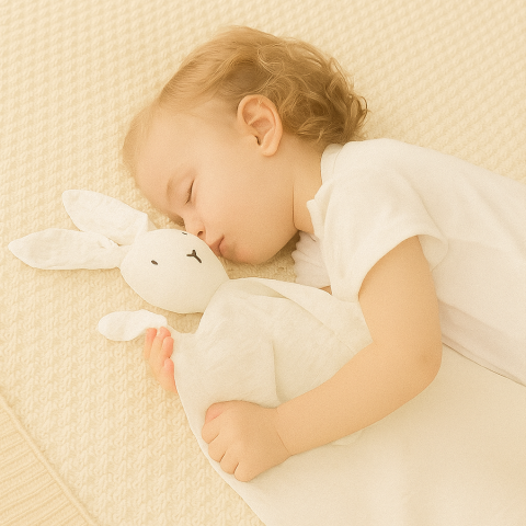 Jucarie Paturica Iepuras din Muselina – Jucarie de Alint si Somn, Alb [2]