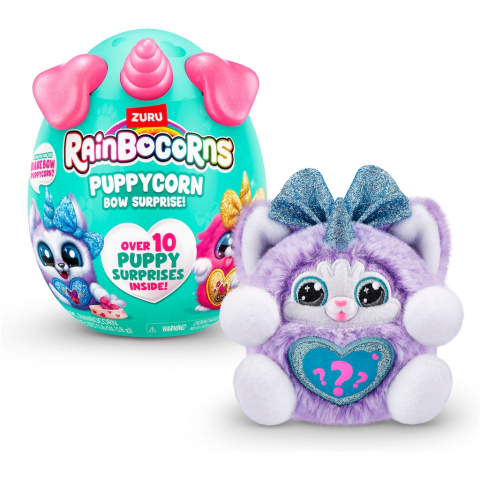 Jucarii De Plus - Jucarie surpriza de plus, Rainbocorns, Catelus Unicorn Curcubeu, S3