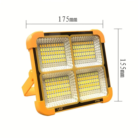 Lampa Solara de Exterior Portabila, Proiector LED Solar, IP66, 100 W, Reincarcabil - Galben [1]