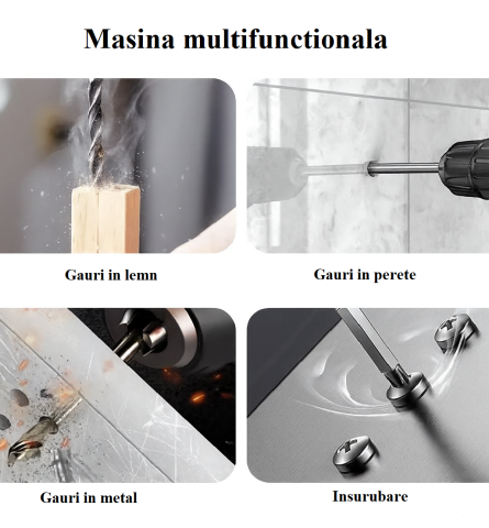 Set masina de gaurit si insurubat fara fir 12V – Cuplu puternic, 2 viteze, LED si 2 acumulatori [4]