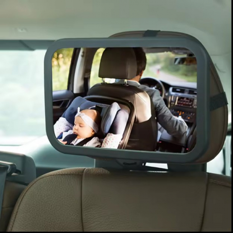 Oglinda auto pentru supraveghere bebelusi, rotire 360 grade, fixare tetiera, 25.5x17.5 cm Zenva [3]