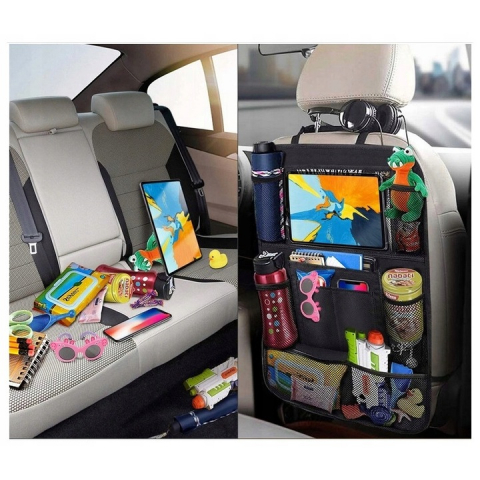 Organizator pentru scaun auto, 45 x 65 cm, Suport Tableta, Impermeabil, Negru, Protectie Scaun Auto, Spatar [2]