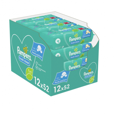 Igiena si Ingrijire - PAMPERS Fresh Clean, servetele umede, pentru copii, 12x52 buc