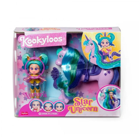 Jucarii Fete - Papusa Kookyloos Aurora - Set de joaca Unicorn Stea