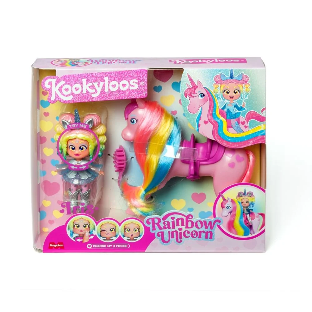 Jucarii Fete - Papusa Kookyloos Iris - Set de joaca Unicorn Curcubeu