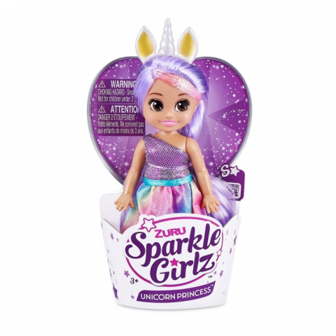 Jucarii Fete - Papusa Unicorn mini, Sparkle Girlz, Mov, 12 cm