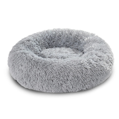 Pat pufos rotund pentru pisici si caini mici, 50 cm diametru – moale si confortabil, Gri [4]